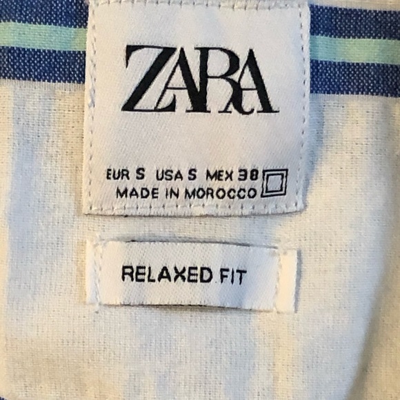 zara men shirt small relaxed fit short sleeve cotton blend new with tags - Picture 3 of 10